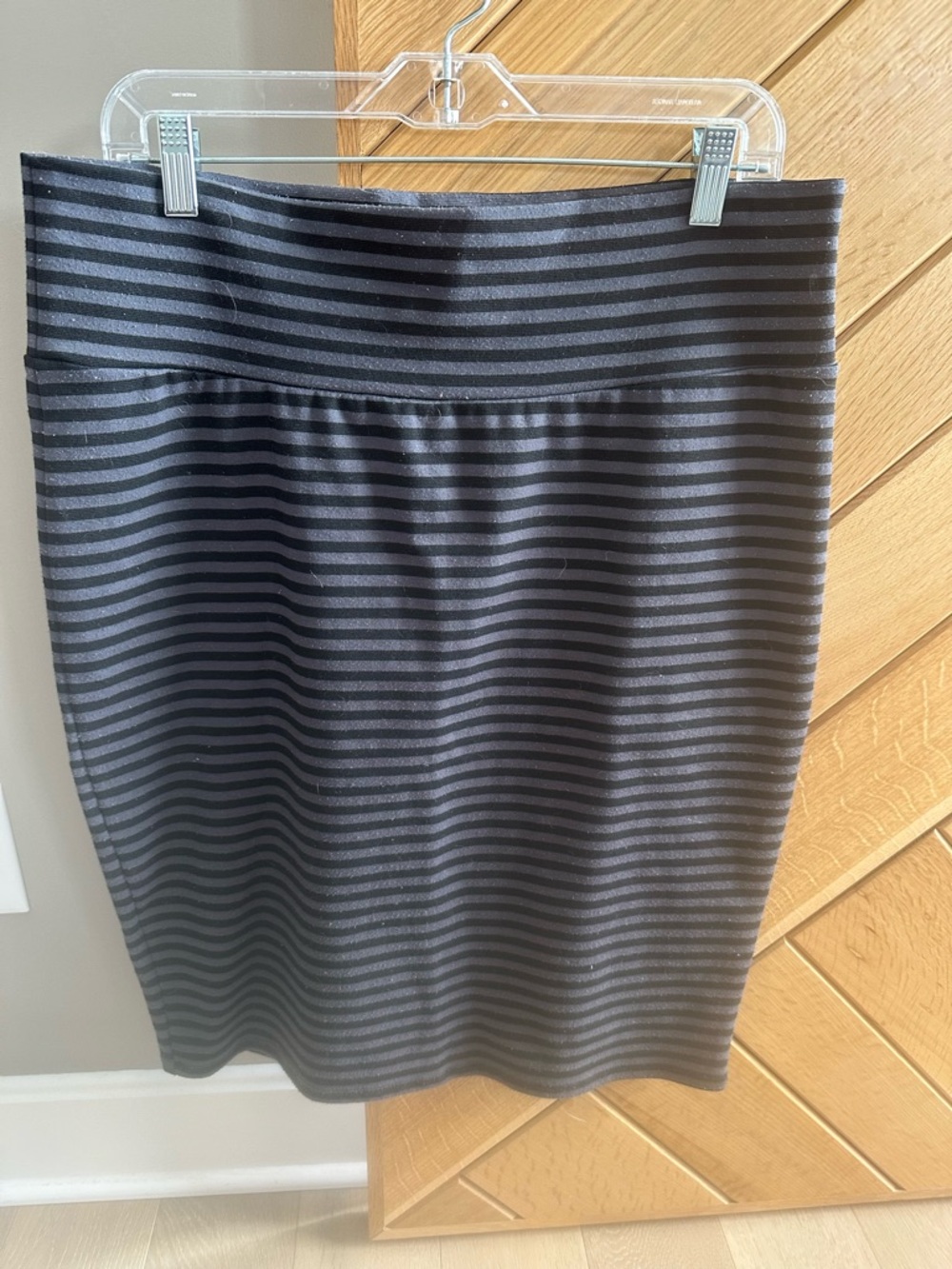 LuLaRoe Black & Charcoal Striped Pencil Skirt